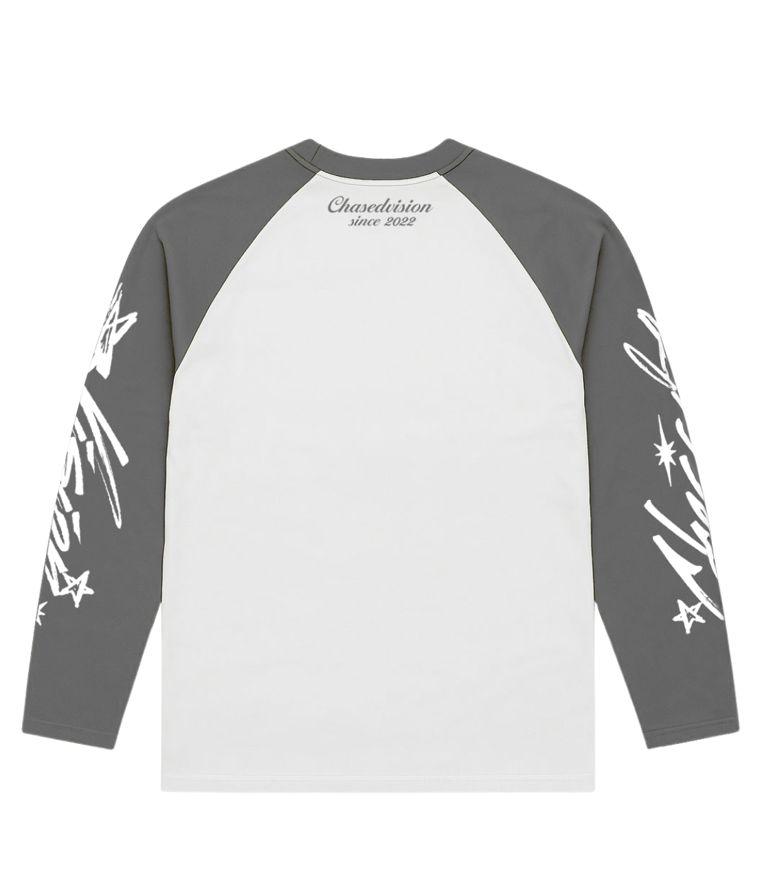 Stylish grey longsleeve shirt with white body and grey sleeves, perfect for summer. Ideal for pairing with shorts.