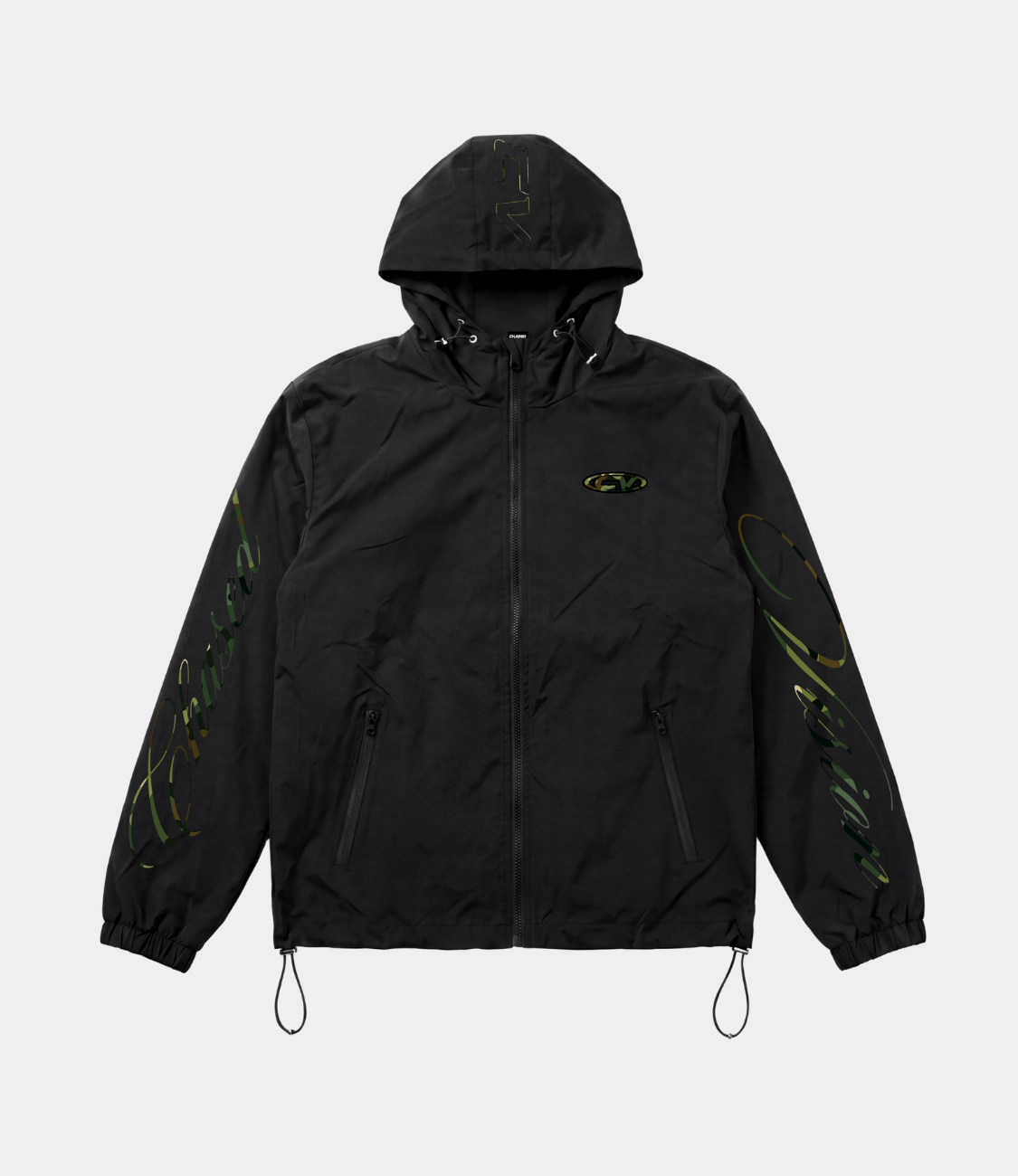 Black camo 3in1 windbreaker with inside fleece fully waterproof and windproof by chasedvision