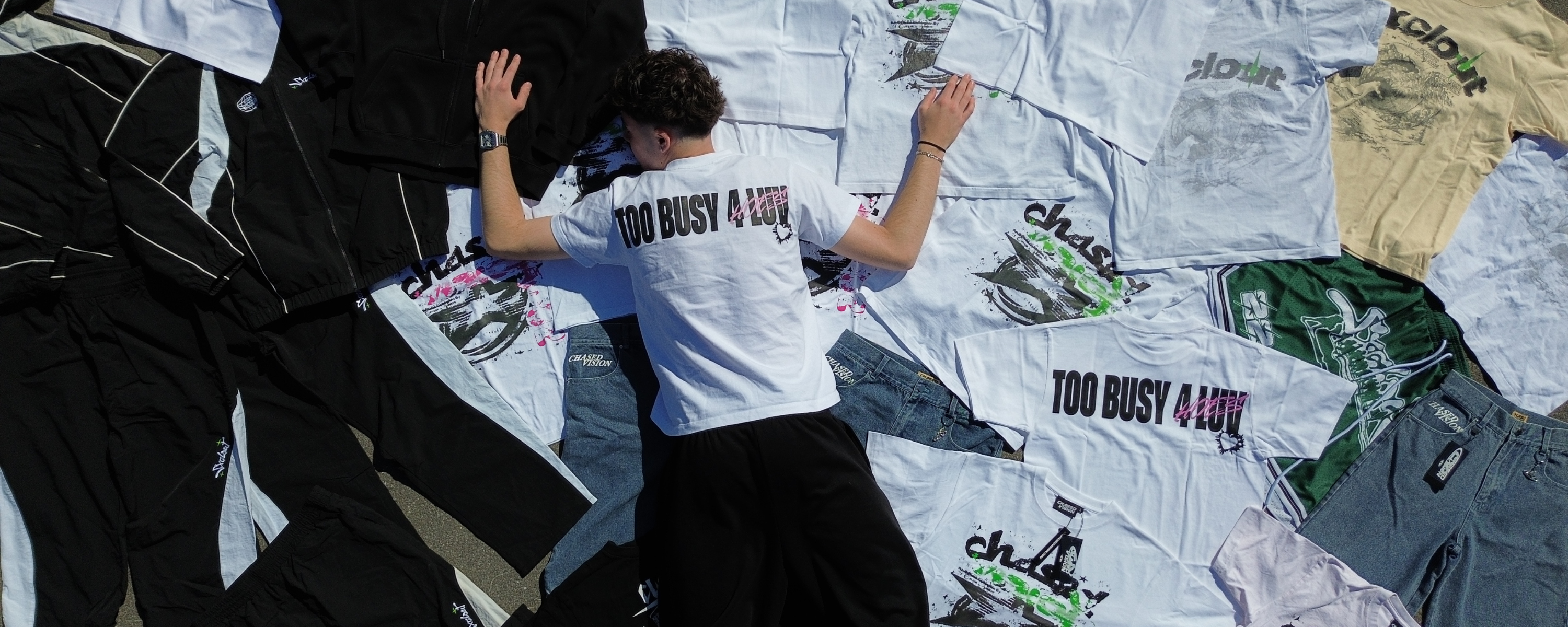 Chasedvision comeback banner with all products on the ground