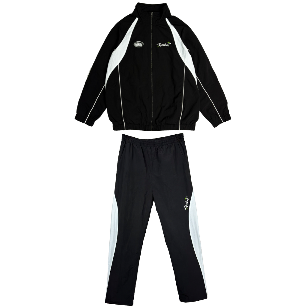 VISION black tracksuit bundle with nylon trackjacket and trackpants by chasedvision, perfect for streetwear, bundle is cheaper