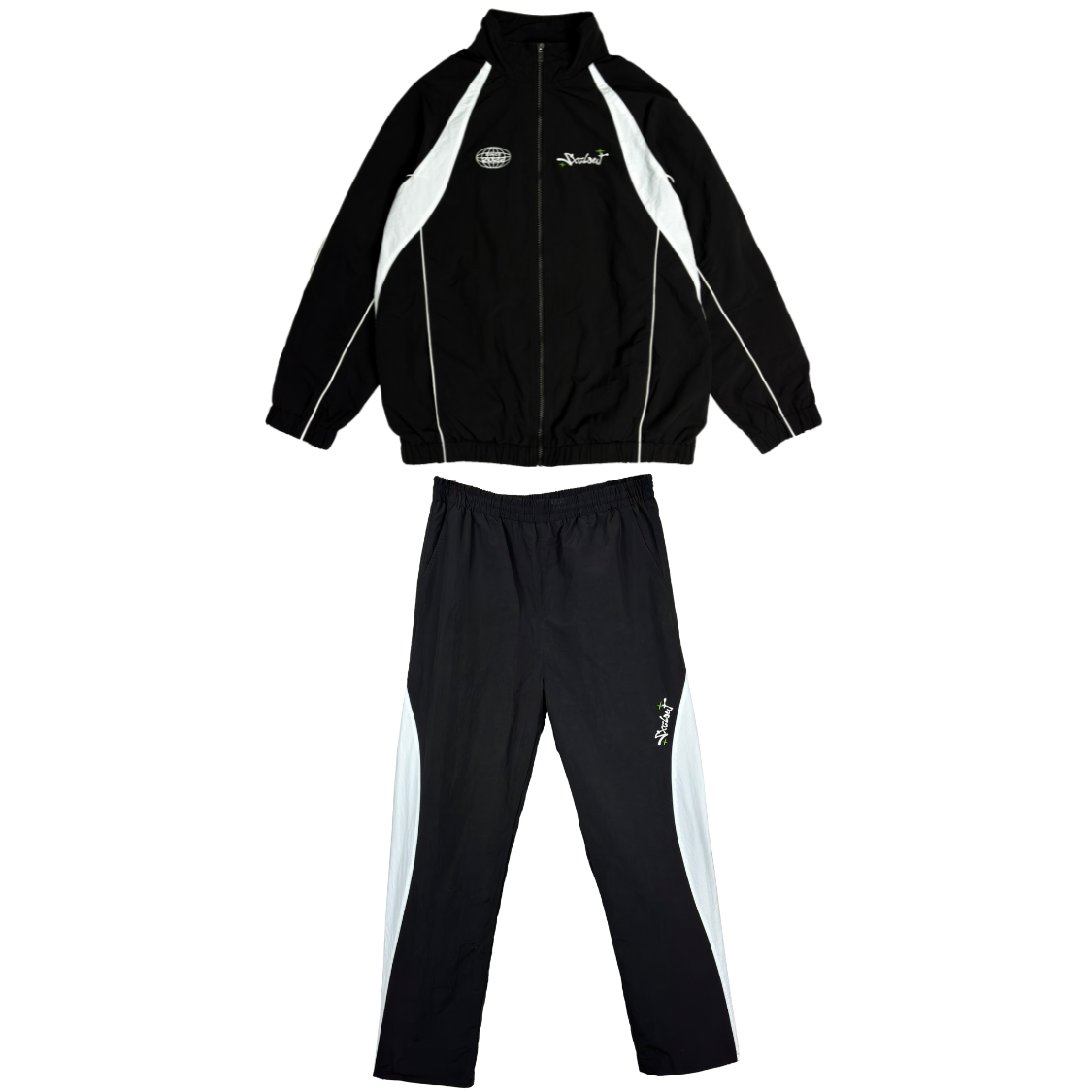 VISION black tracksuit bundle with nylon trackjacket and trackpants by chasedvision, perfect for streetwear, bundle is cheaper