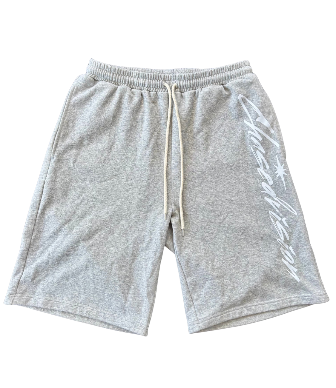 Grey shorts featuring a stylish design, perfect for summer casual wear. Pair with a long sleeve top for a trendy look.