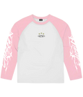 Stylish pink longsleeve shirt with grey accents, perfect for summer casual wear with shorts.