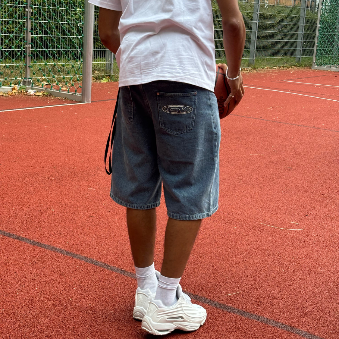 Streetwear jorts with the Chasedvision Logo stitched on back pocket and with a perfect fit.