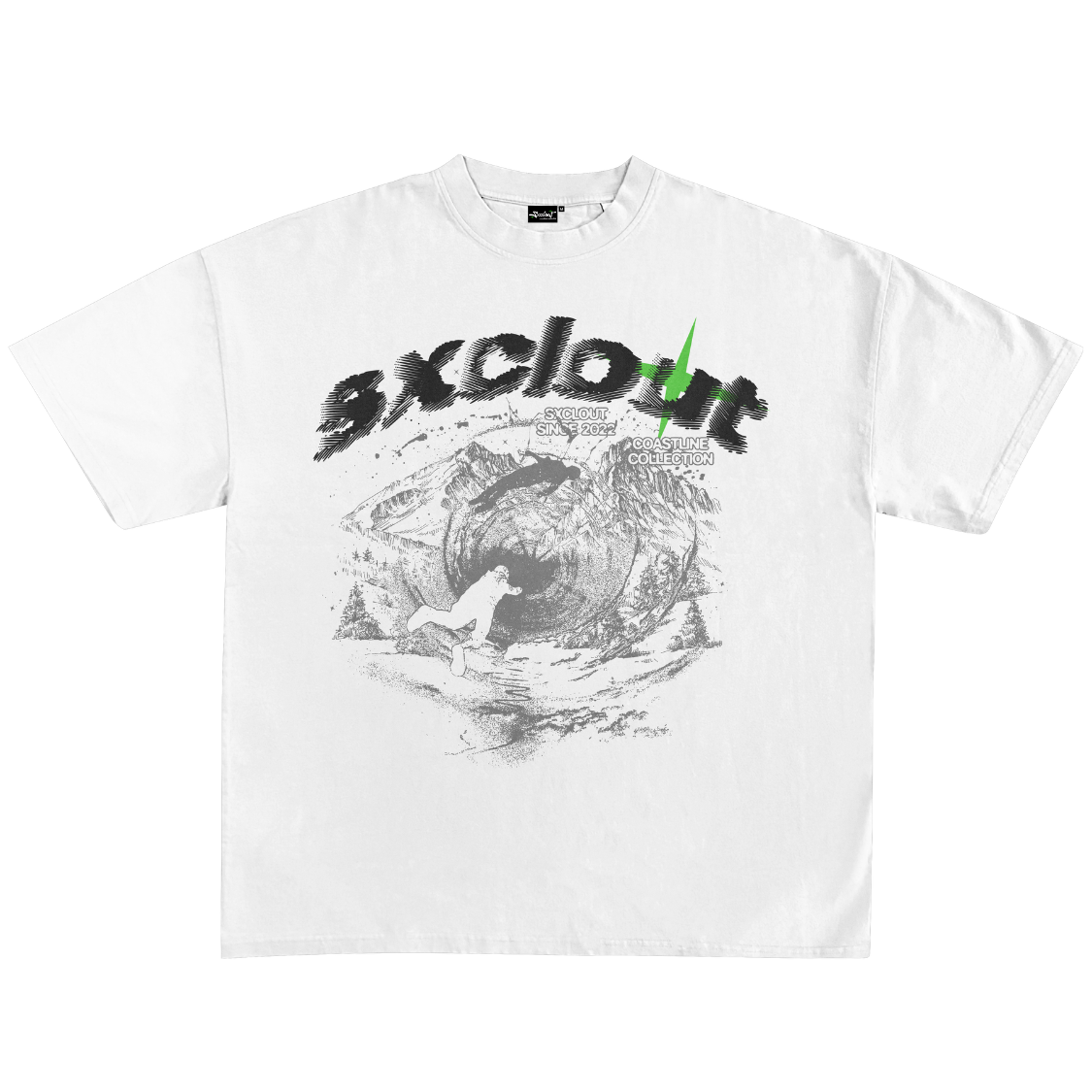 Oversized Streetwear Tee in white with a unique design by chasedvision